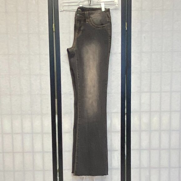 True Religion Becca Big T Bootcut Jeans Black 29 Low Rise Raw Hem Distress Faded - Picture 5 of 13